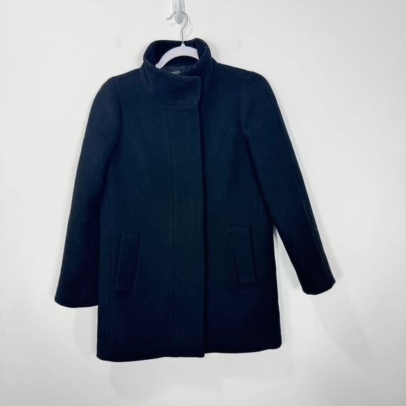 J.Crew Black Wool Pea Coat Women’s 2P Petite GUC - Picture 2 of 10